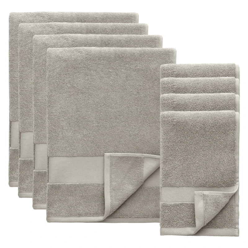 Alva Handtuch-Set 50x70 + 70x140 cm 8-er Set, Hellgrau