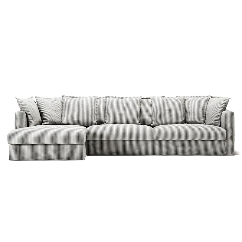 Bezug Für Le Grand Air 3-Sitzer-Sofa Leinen Liege Links, Ash Stripe