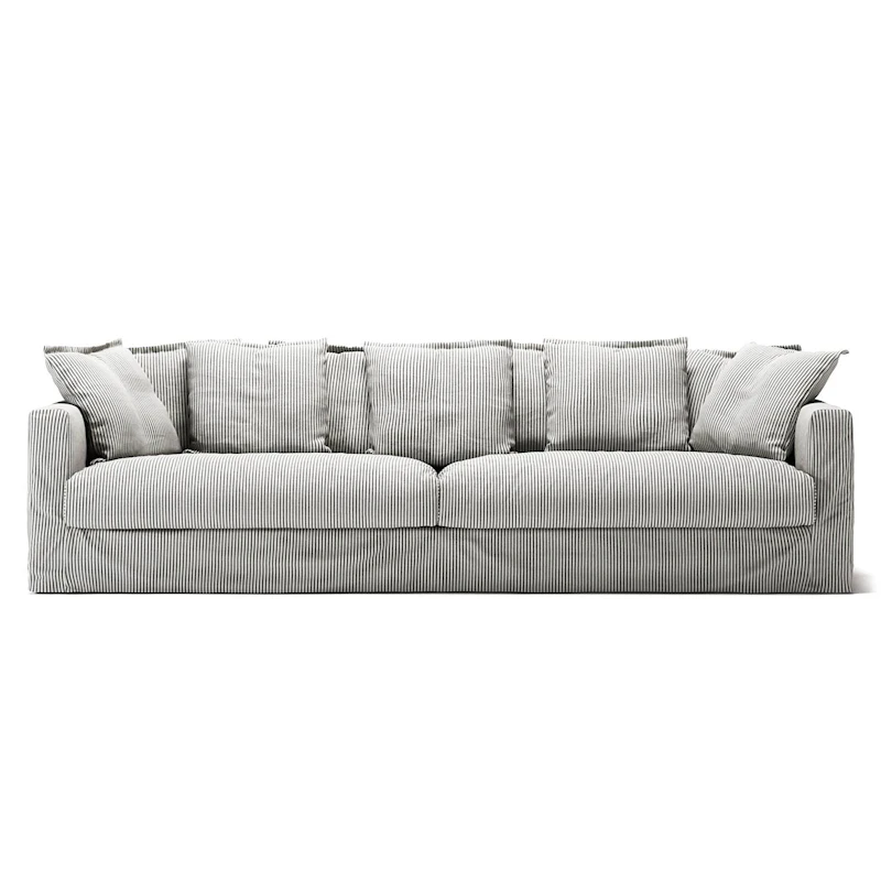 Bezug Für Le Grand Air 4-Sitzer-Sofa Leinen, Ash Stripe