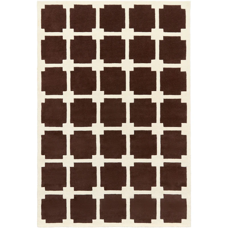 Block Wool Rug 180x270 cm, Brown