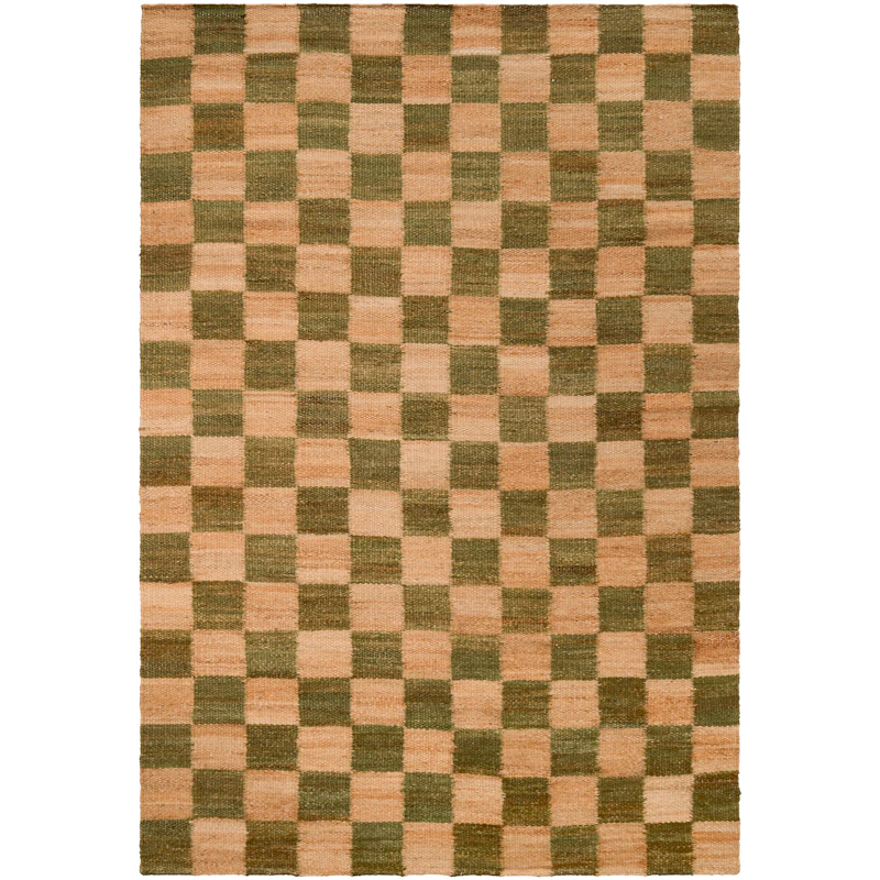 Chess Juteteppich 200x300 cm, Natur / Grün