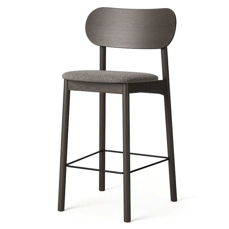 Elephant Barstuhl, Dunkel Eiche / Braun Bouclé-Stoff