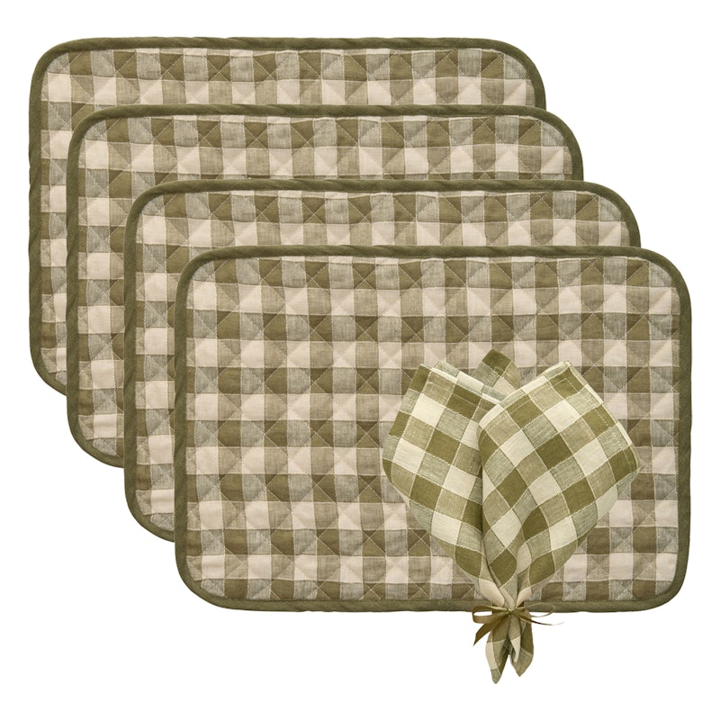 Ester Textilien-Set 4 Tischsets + 4 Servietten, Oliv