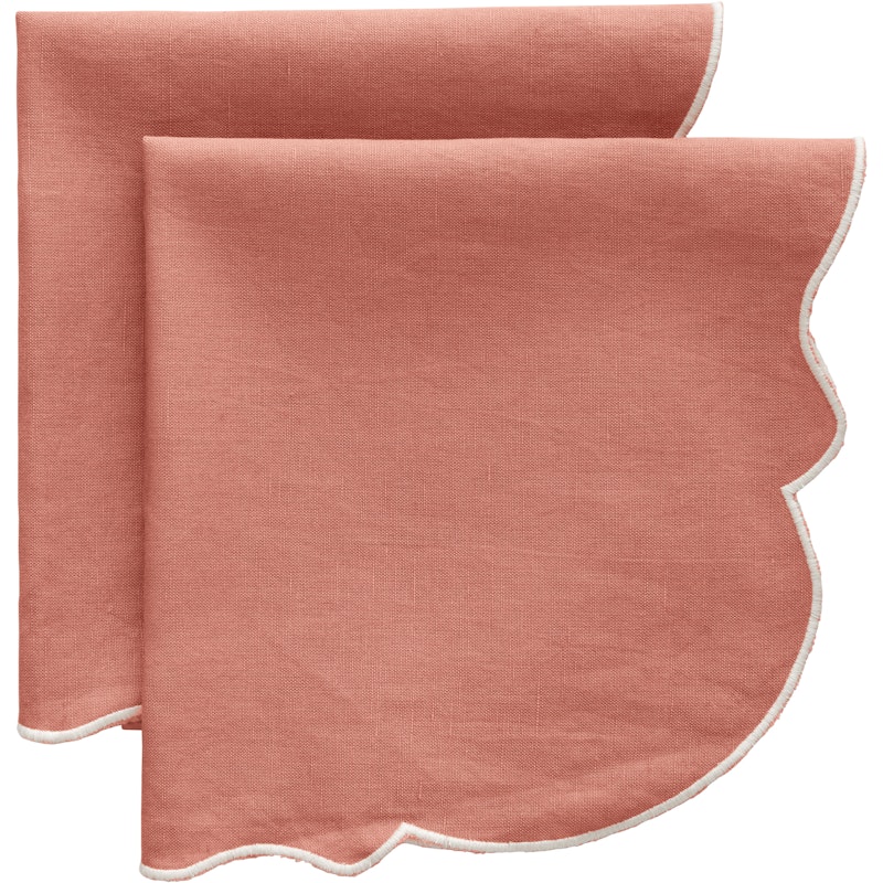 Gia Serviette 45x45 cm 2-er Set, Dusty Pink / Weiß