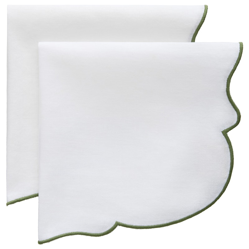 Gia Serviette 45x45 cm 2-er Set, Weiß / Grün