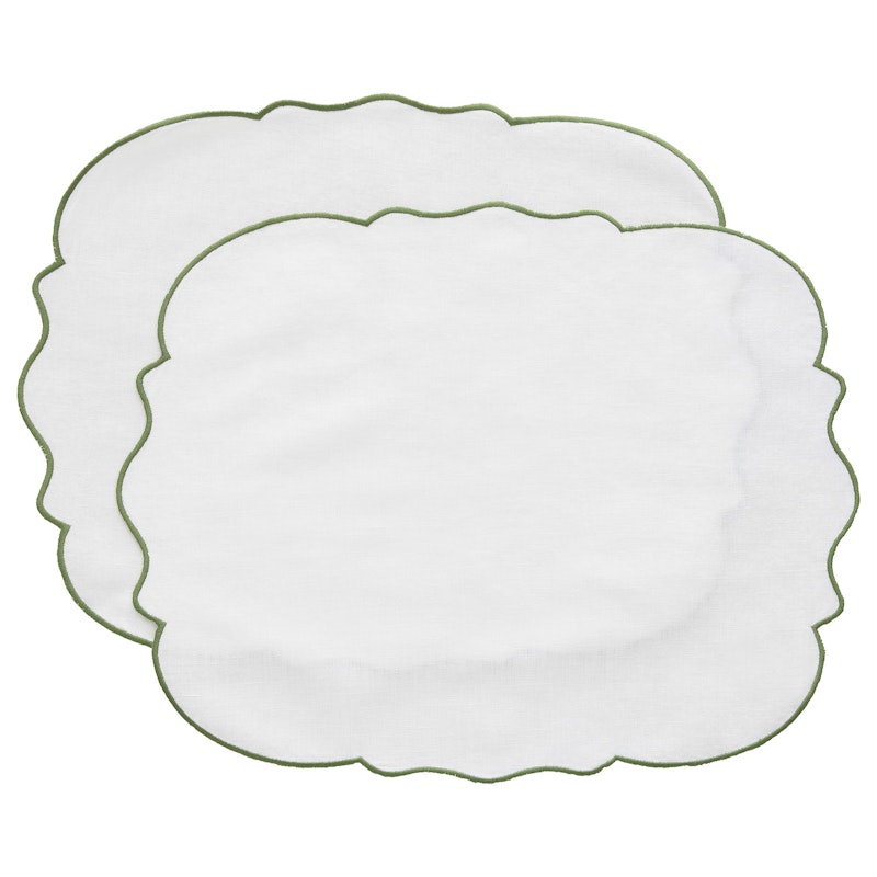 Gia Tischset 35x45 cm 2-er Set, Weiß / Grün