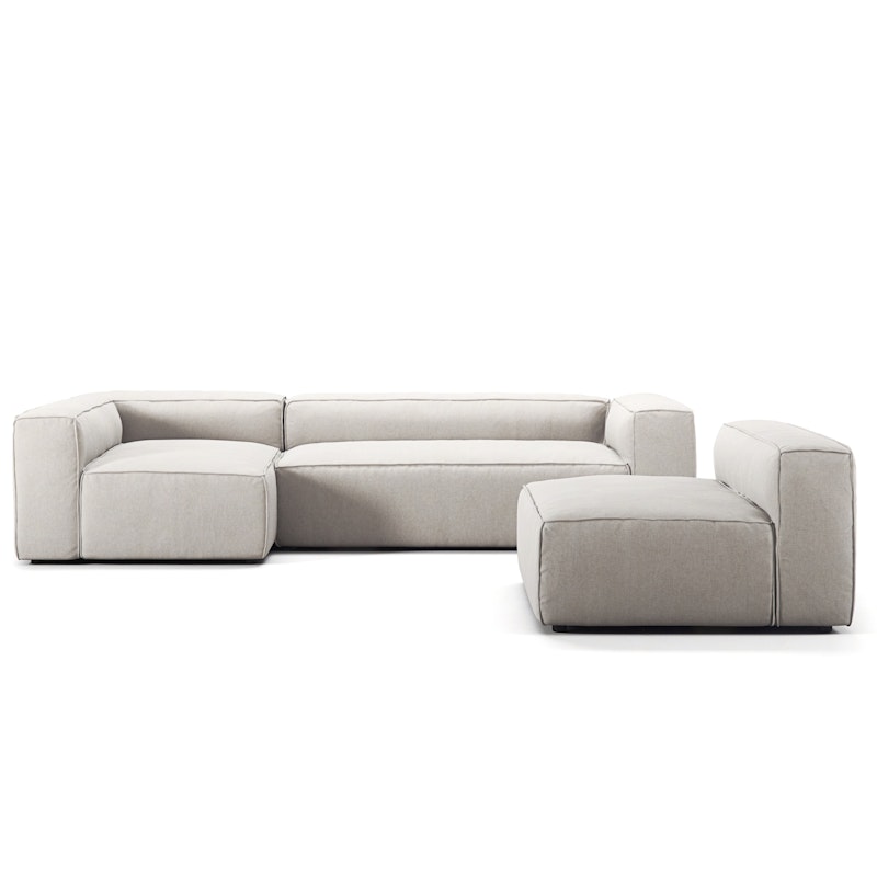Grand 4-Sitzer-Sofa Liege Links mit Sessel, Moon White