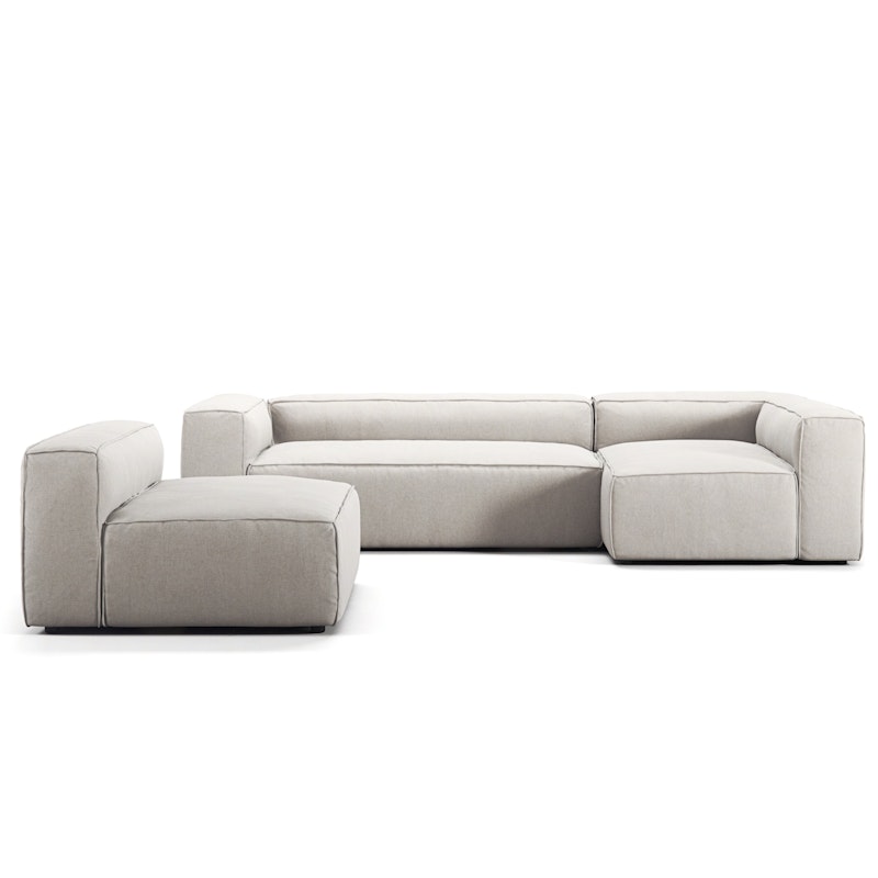 Grand 4-Sitzer-Sofa Liege Rechts mit Sessel, Moon White