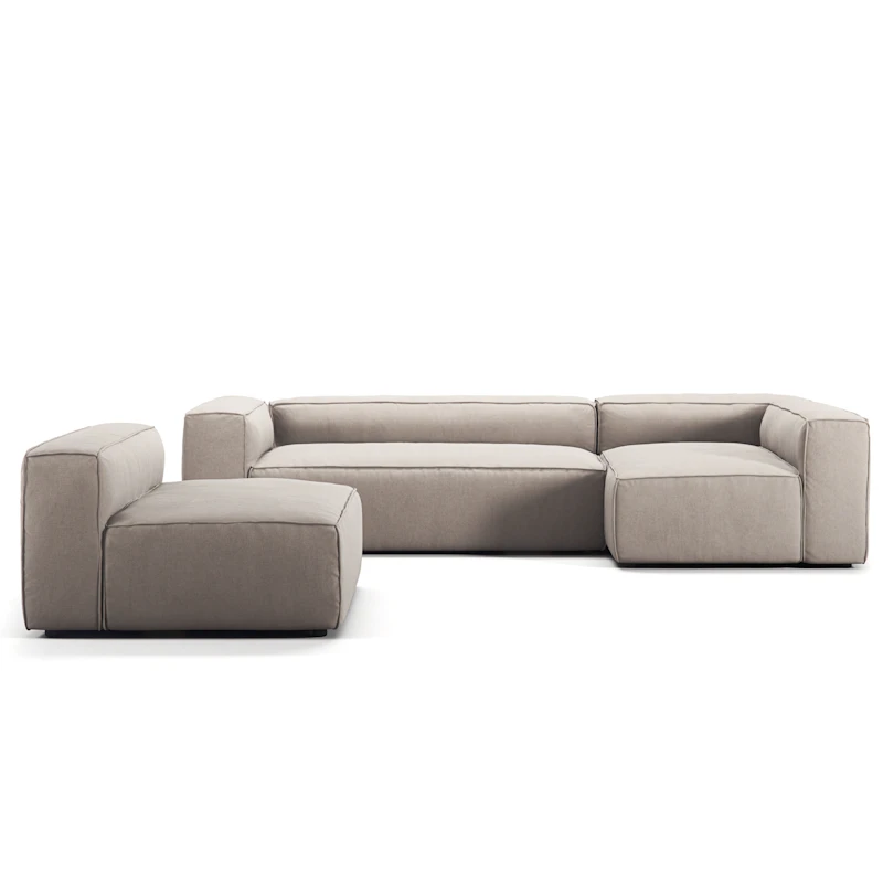 Grand 4-Sitzer-Sofa Liege Rechts mit Sessel, Sandshell Beige