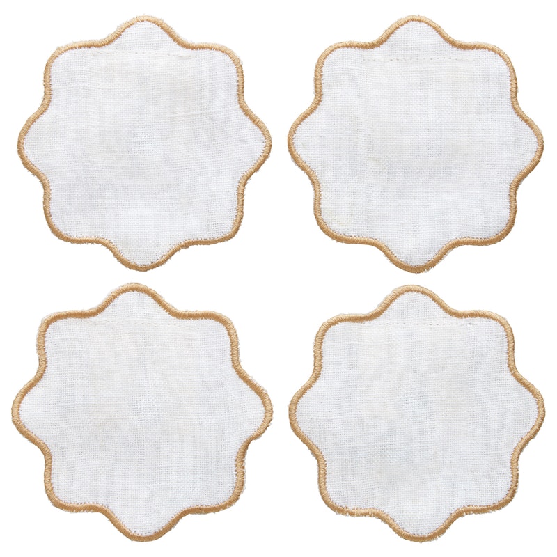 La Tavola Glasuntersetzer 10x10 cm, Weiß / Beige