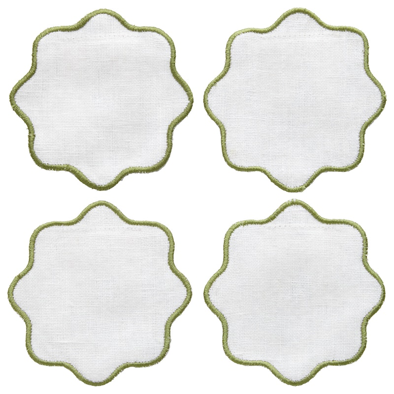 La Tavola Glasuntersetzer 10x10 cm, Weiß / Grün