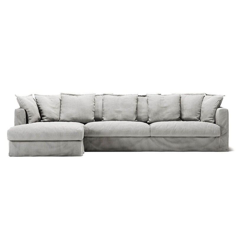 Le Grand Air 3-Sitzer-Sofa Leinen Liege Links, Ash Stripe