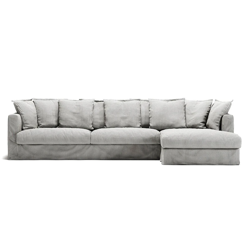 Le Grand Air 3-Sitzer-Sofa Leinen Liege Rechts, Ash Stripe
