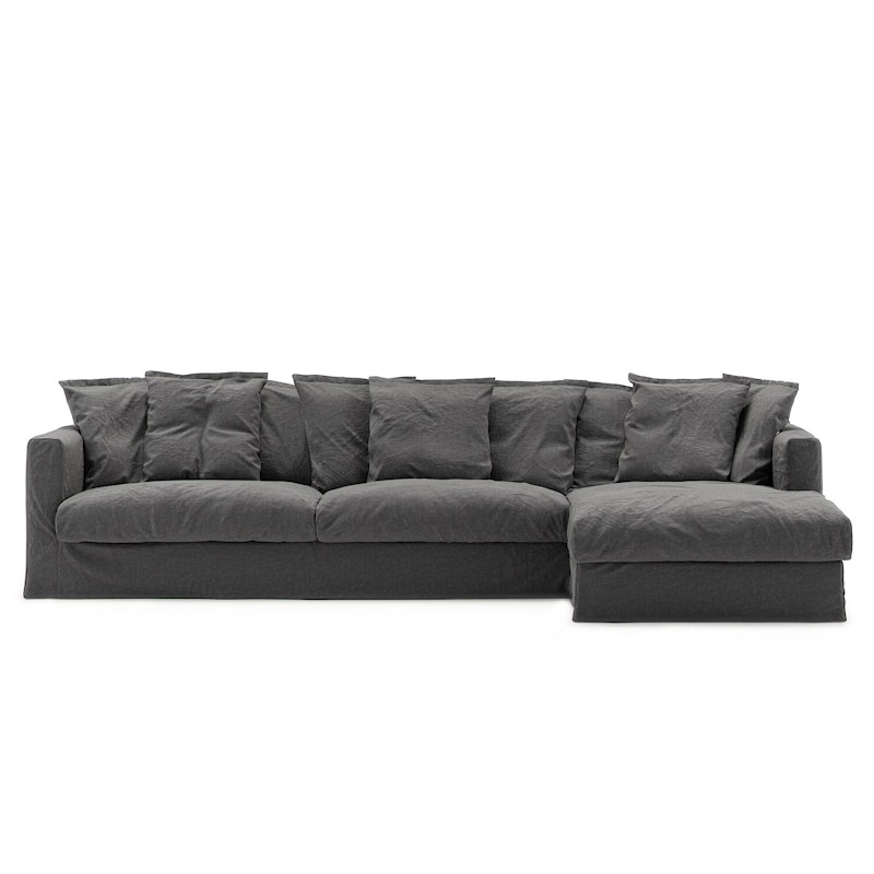 Bezug Für Le Grand Air 3-Sitzer-Sofa Leinen Liege Rechts, Carbon Dust