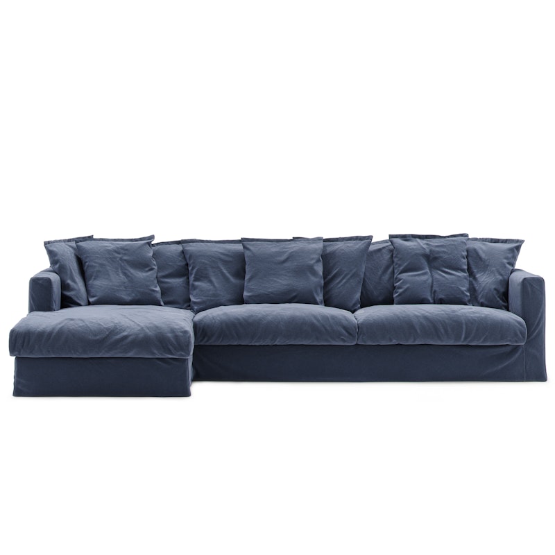 Le Grand Air 3-Sitzer-Sofa Baumwolle Liege Links, Dunkelblau