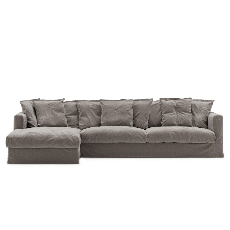 Le Grand Air 3-Sitzer-Sofa Leinen Liege Links, Smokey Granite