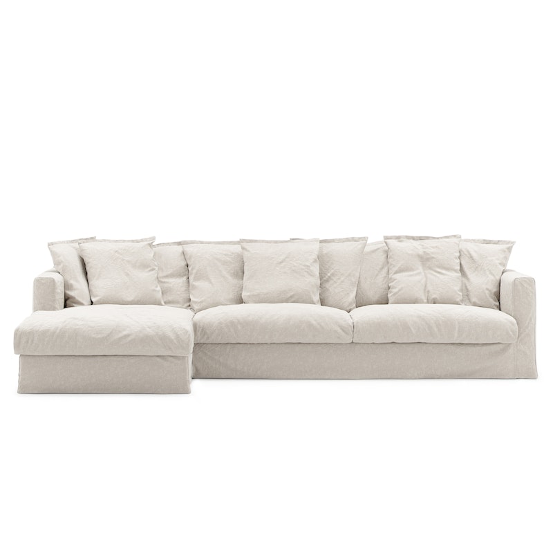 Le Grand Air 3-Sitzer-Sofa Leinen Liege Links, Creamy White