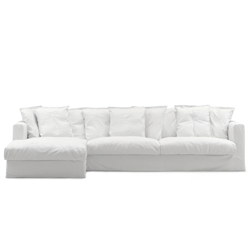 Le Grand Air 3-Sitzer-Sofa Baumwolle Liege Links, Weiß