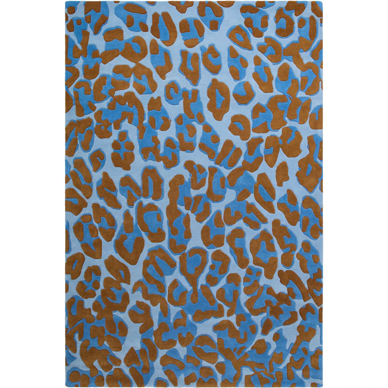 Leopard Wollteppich 300x400 cm, Blau