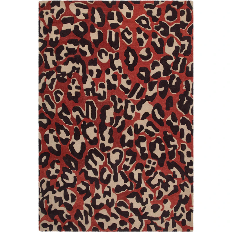 Leopard Wollteppich 300x400 cm, Rot