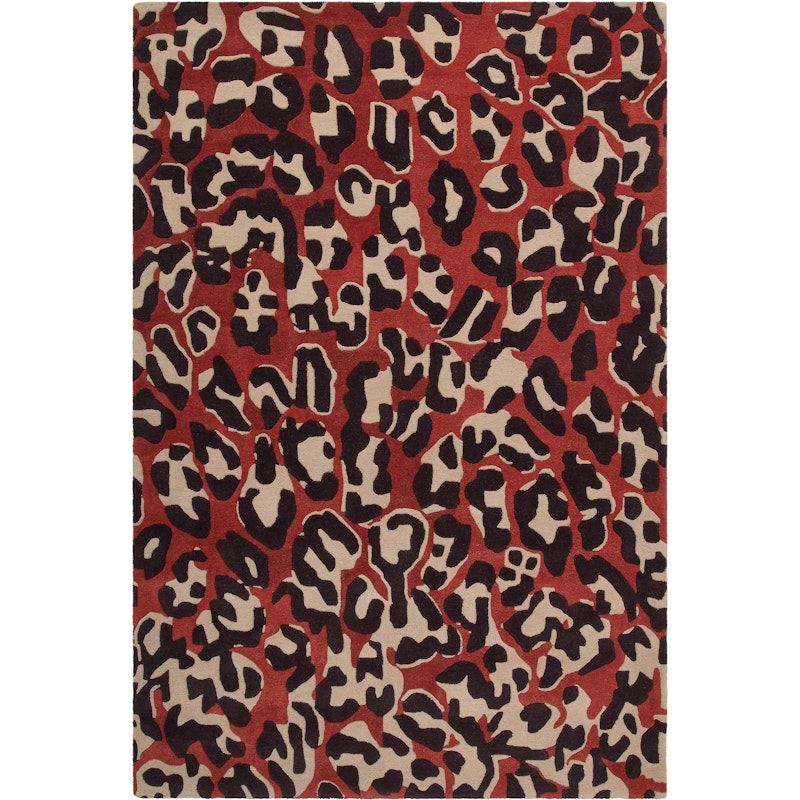 Leopard Wollteppich 180x270 cm, Rot