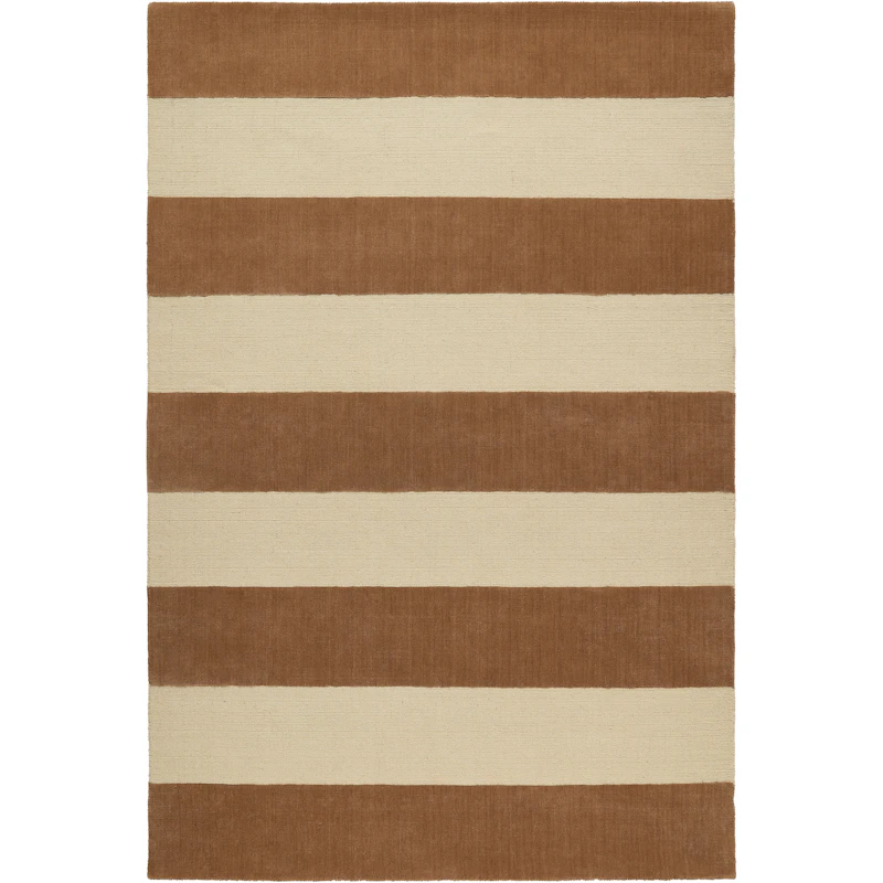 Nordic Stripe Wollteppich 250x350 cm, Beige / Rust