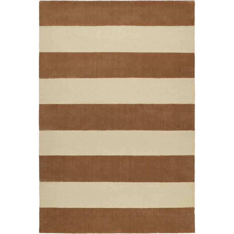 Nordic Stripe Wollteppich 300x400 cm, Beige / Rust