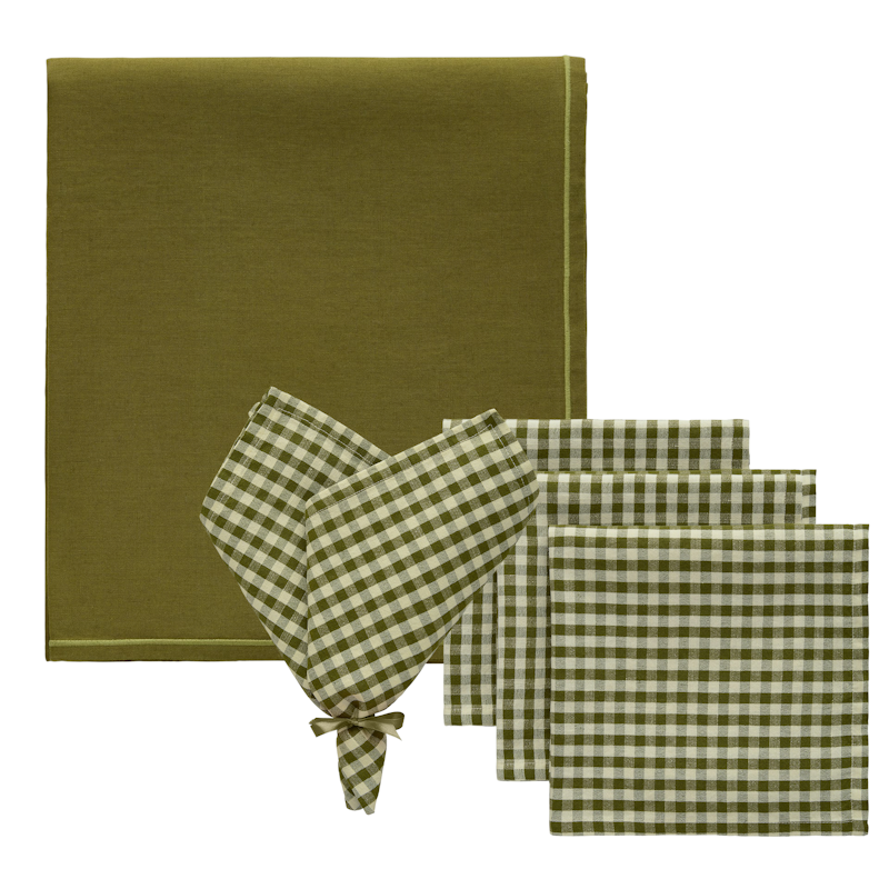 Oliva / Sienna Textilien-Set 4 Servietten + Tischdecke, Olive
