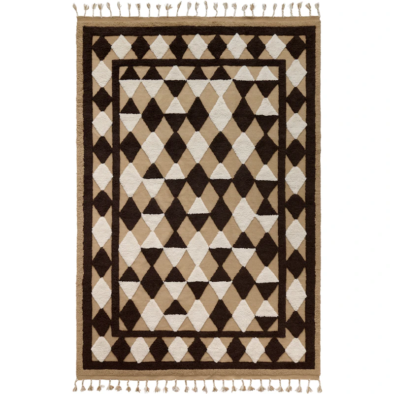 Oriental Grid Teppich 300x400 cm, Braun