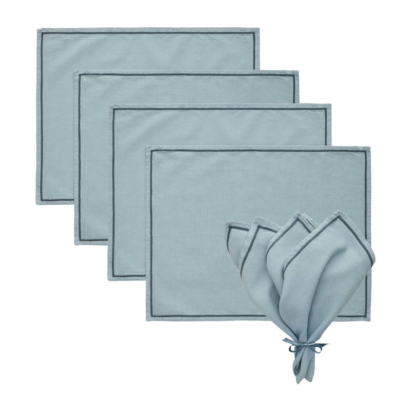 Sienna Textilien-Set 4 Tischsets + 4 Servietten, Taubenblau