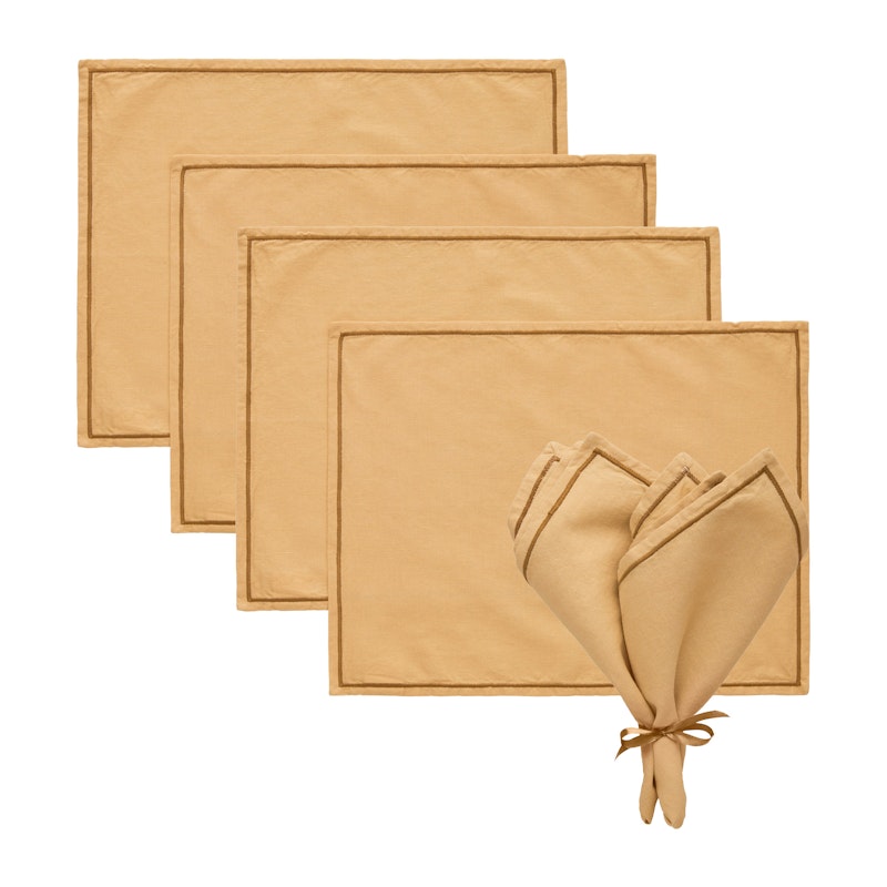 Sienna Textilien-Set 4 Tischsets + 4 Servietten, Sand