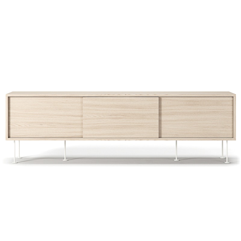 Vogue Medienbank mit Beinen 180 cm, White Pigmented Oak / Weiß