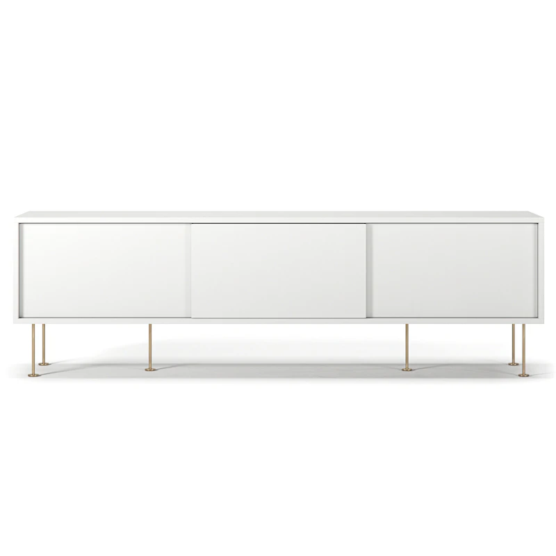 Vogue Medienbank mit Beinen 180 cm, Weiß / Messing