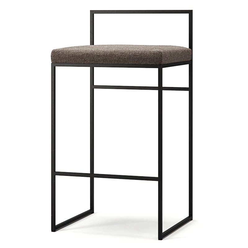 Barhocker mit Rückenlehne 80 cm, Schwarz / Coastal Shale