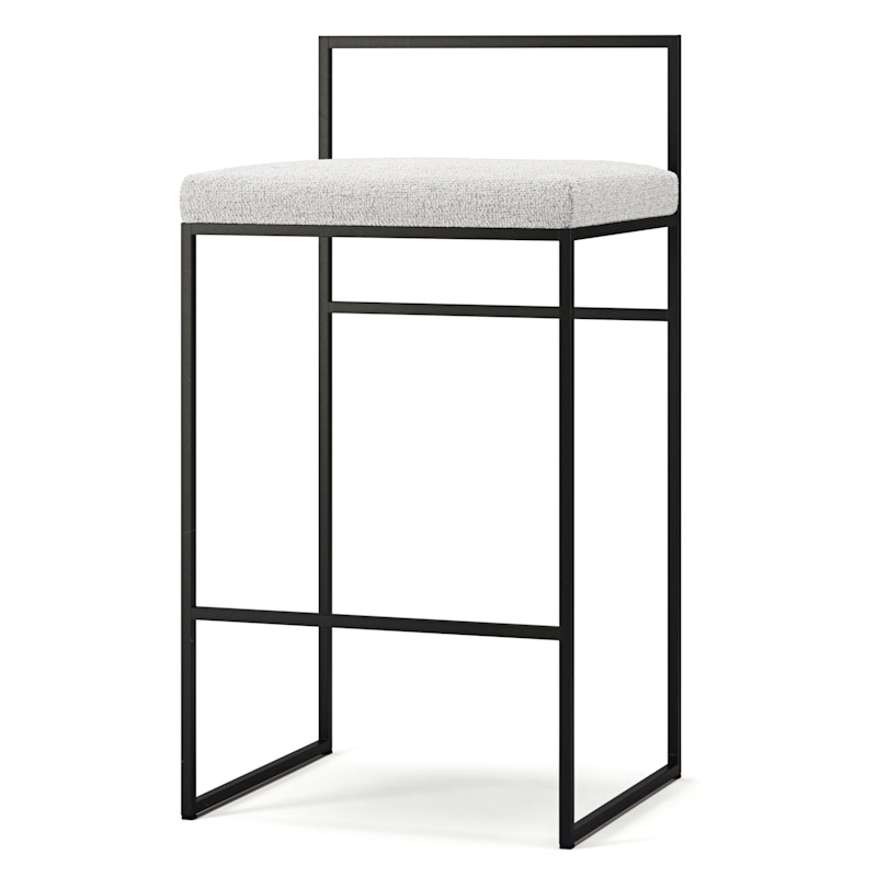 Barhocker mit Rückenlehne 80 cm, Schwarz / Pacific White