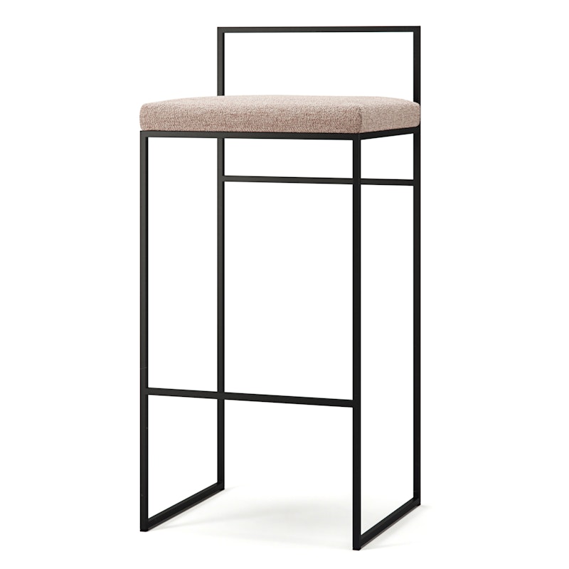 Barhocker mit Rückenlehne 90 cm, Schwarz / Pale Rose