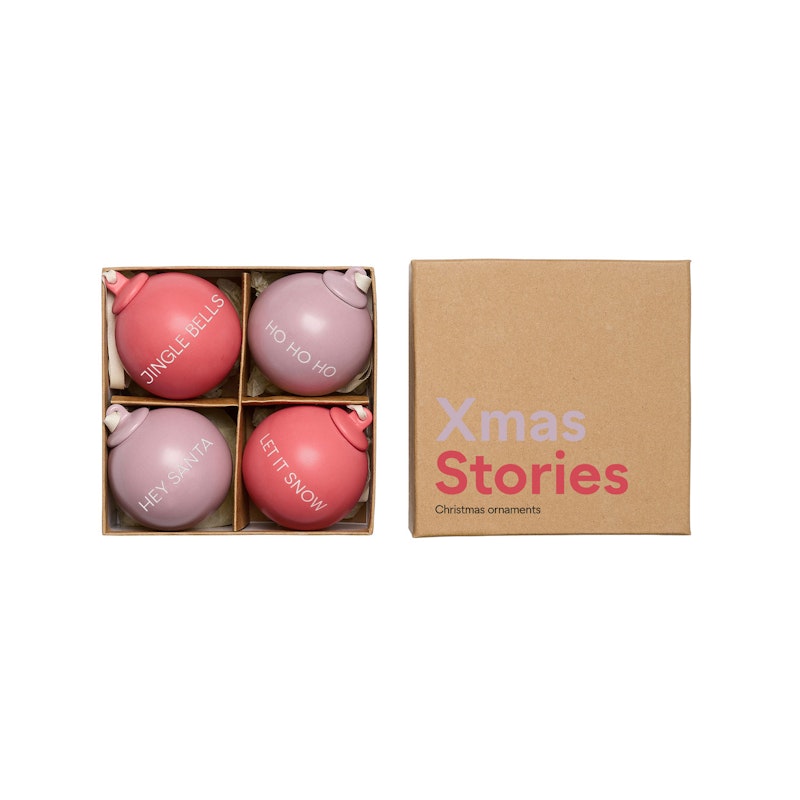 Xmas Stories Weihnachtskugeln 4 cm 4-er Set, Rosa