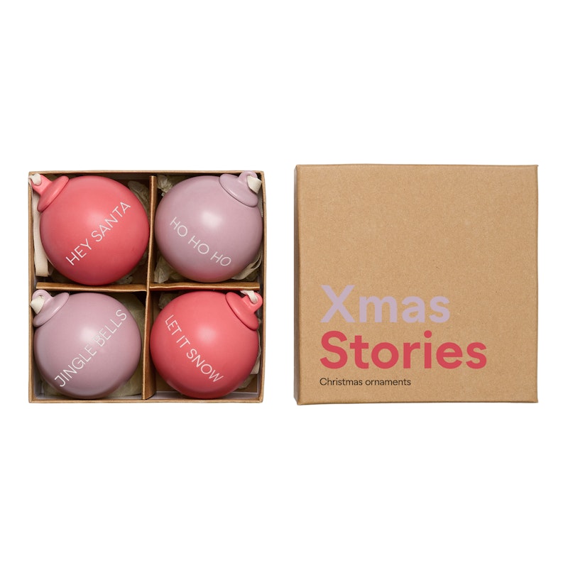 Xmas Stories Weihnachtskugeln 6 cm 4-er Set, Rosa