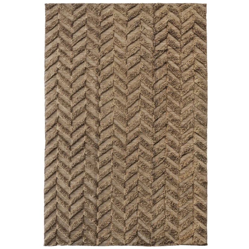 Herringbone Wollteppich 200x300 cm, Braun