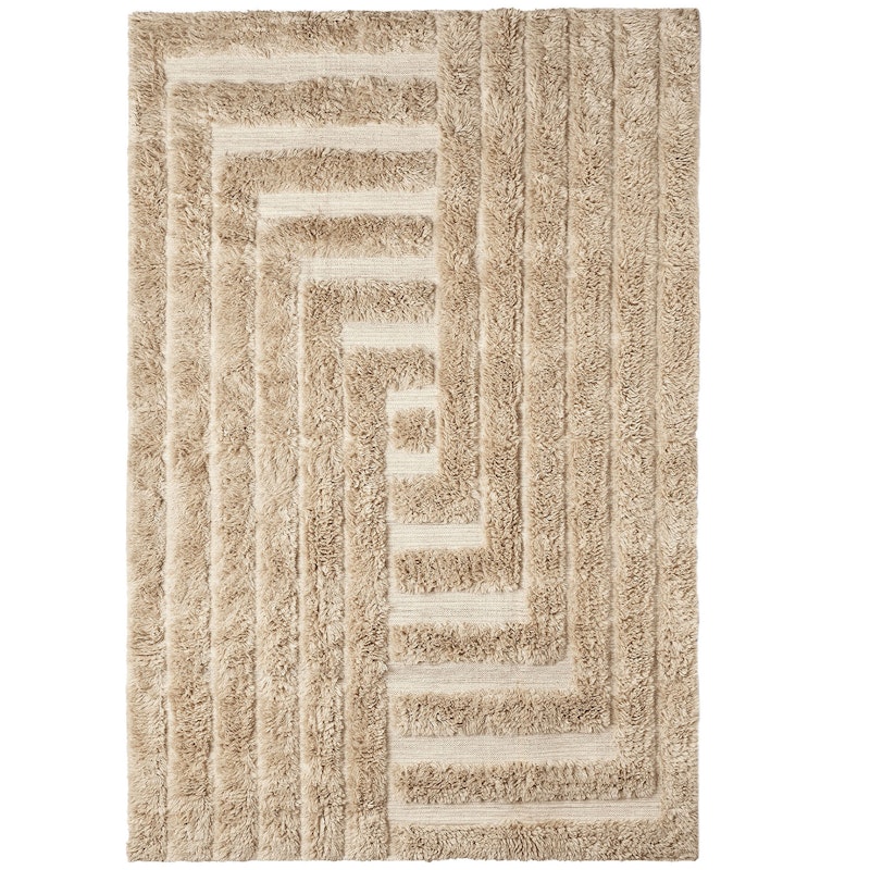 Shaggy Labyrinth Wollteppich 300x400 cm, Beige