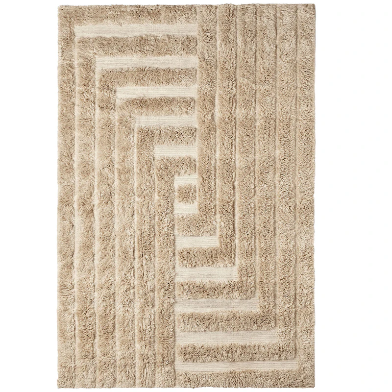 Shaggy Labyrinth Wollteppich 250x350 cm, Beige