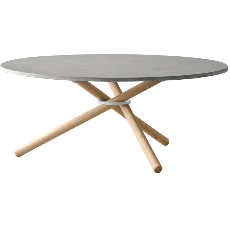 Bertha Kaffeetisch 90 cm, Hell Zement / Hell Eiche