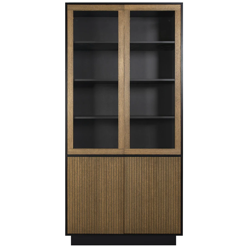 Line Burned Walnut Glasvitrine, Schwarz