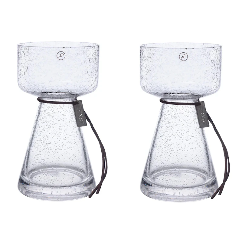 Bulb Vase With Bubbly Glass H15 cm, 2-pack
