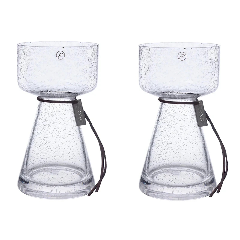 Birnenvase Mit Blasigem Glas H20 cm, 2-er Set