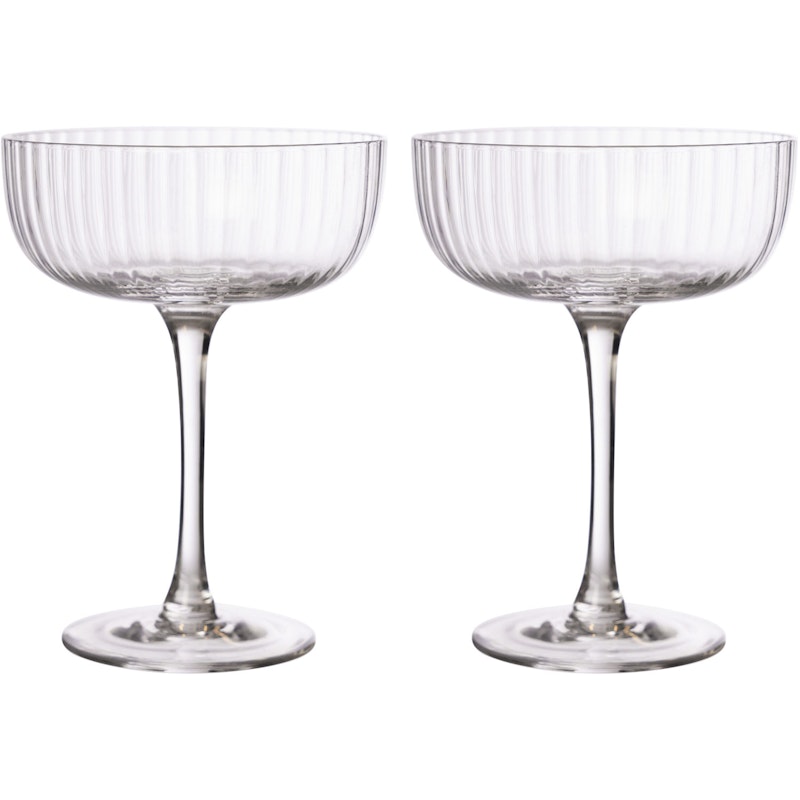 Gläser Mit Fuß Geriffelt 20 cl 2-er Set, Transparent