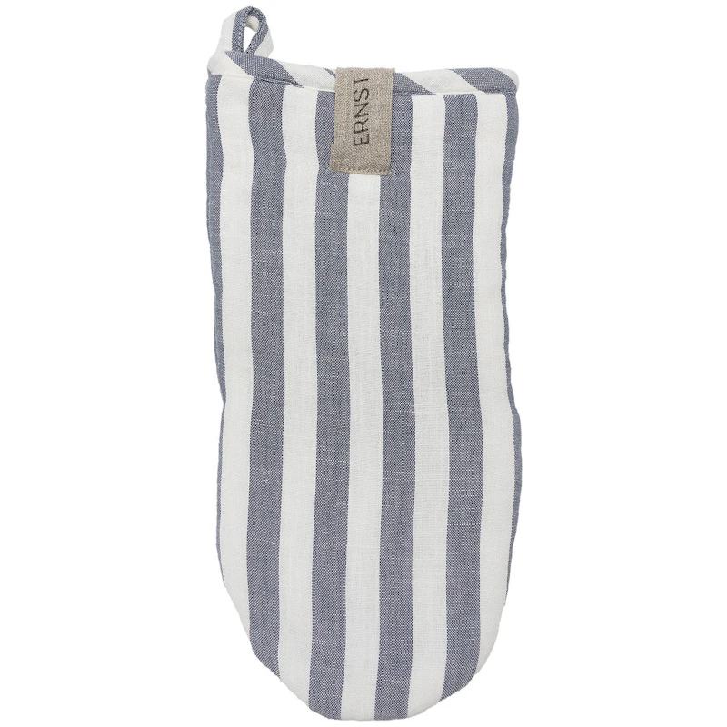 Ofenhandschuh Streifen, Weiß/Blau