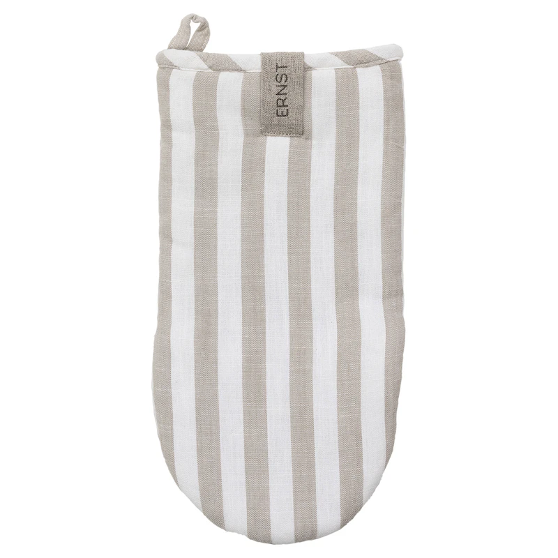 Ofenhandschuh Streifen, Weiß/Beige