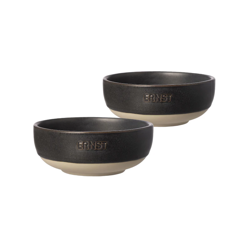 Schüssel 2-er Set ⌀ 11 cm, Natur / Schwarzmatt