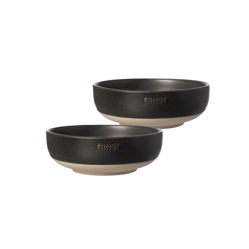 Schüssel 2-er Set ⌀ 14 cm, Natur / Schwarzmatt